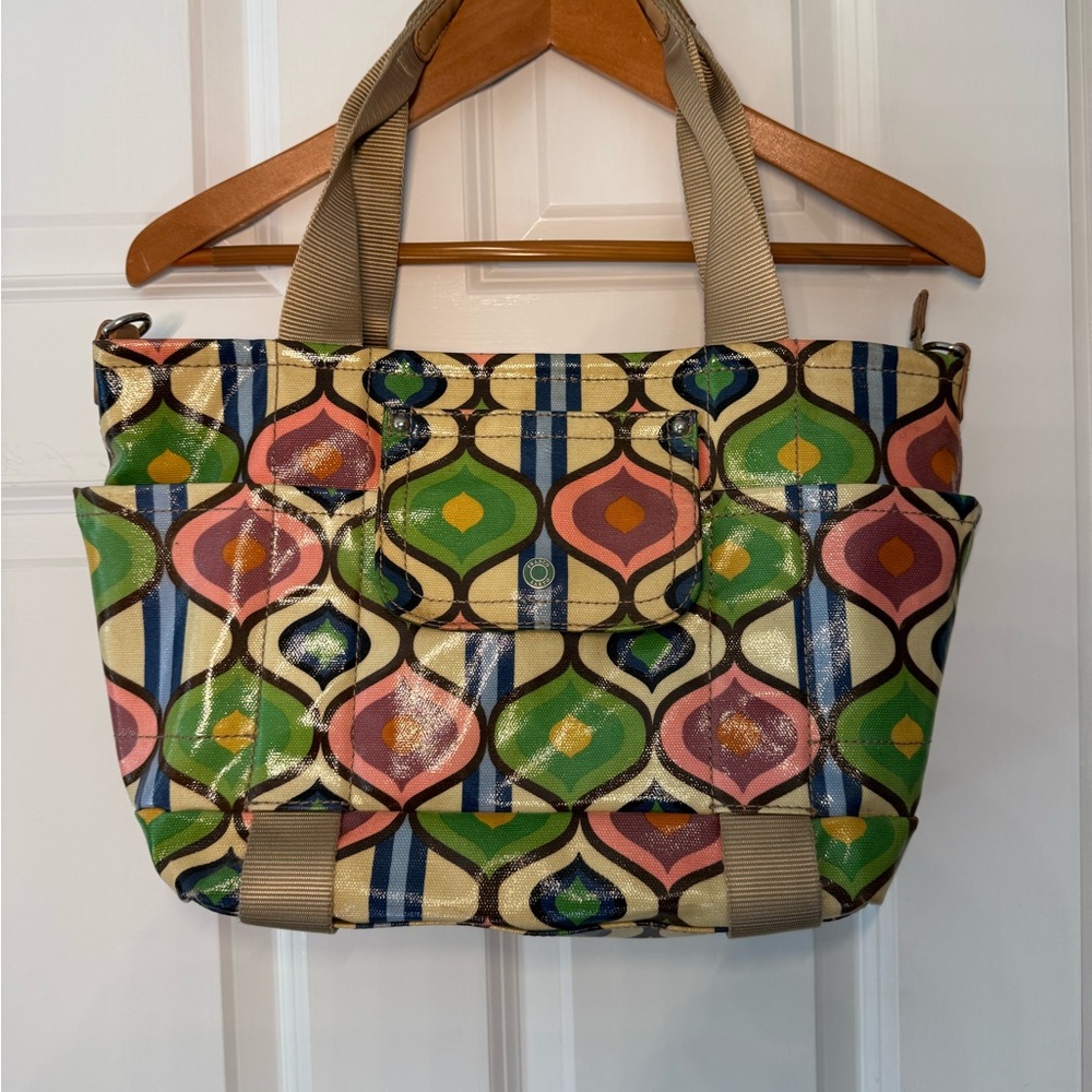 Franco Sarto Candyland Retro Coated Canvas Twill Waterproof Tote Purse Bag